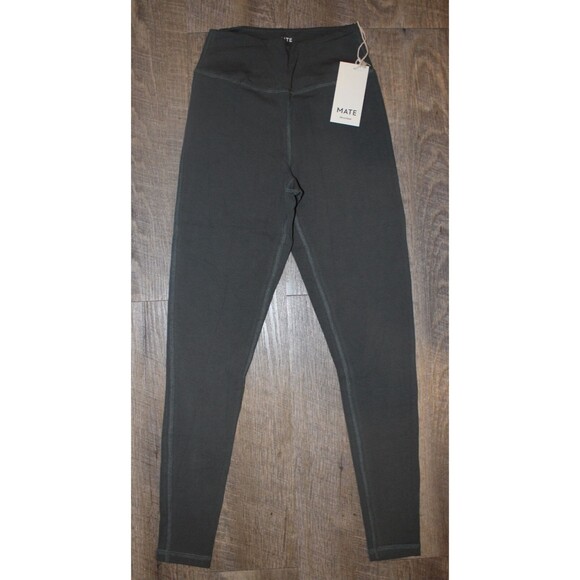 MATE THE LABEL ORGANIC COTTON MIDI LEGGINGS FOREST GREEN NWT NWOT - Picture 3 of 9